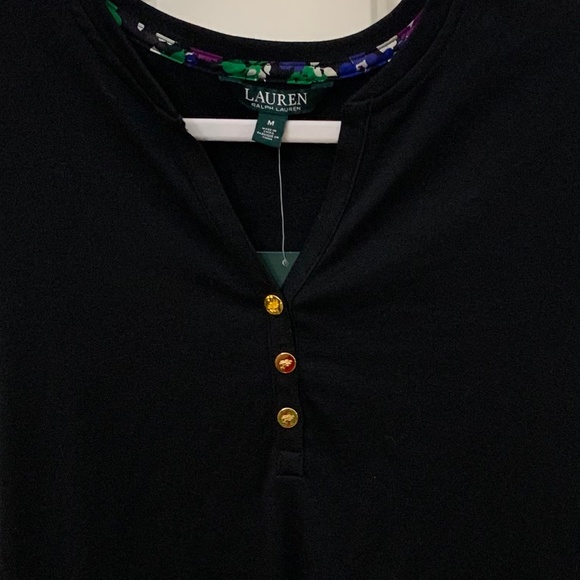 NWT - BLACK CASUAL TOP WITH GOLD BUTTONS - Picture 8 of 9